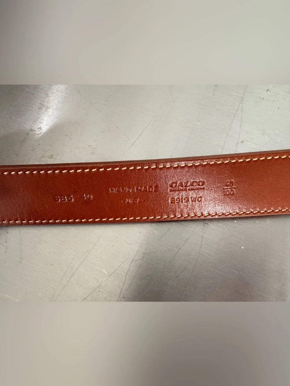 Galco SB5 made in USA thick leather belt real brass buckle 40
